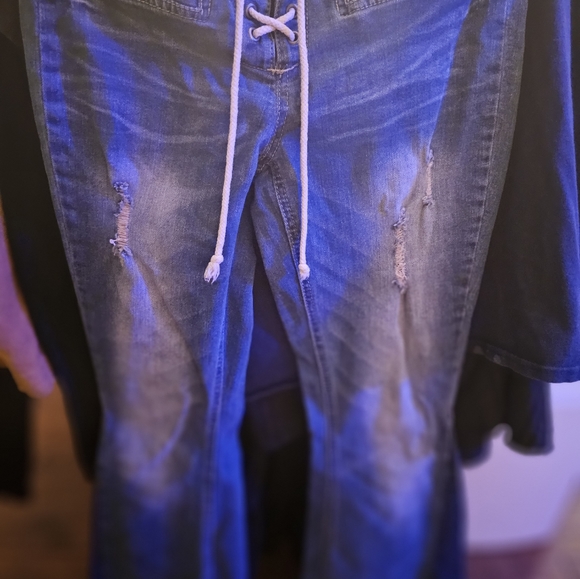Vanilla Star Size 5 lace up Flare Jeans - Picture 7 of 11